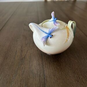sugar bowl with Hand-Painted Blue Lavender Dragonfly